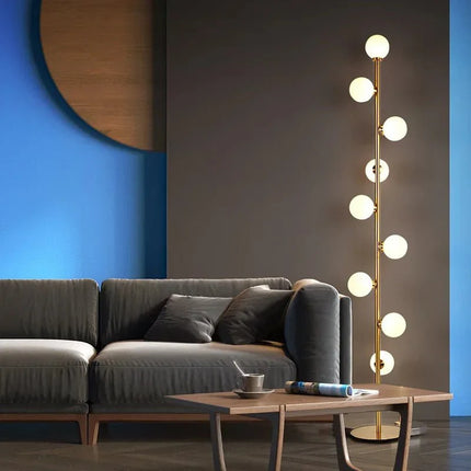 Lampadaire LED autoportant design nordique moderne en métal et verre dépoli, lumière douce pour salon et chambre - Luminous Place