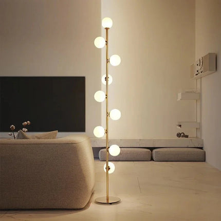 Lampadaire LED autoportant design nordique moderne en métal et verre dépoli, lumière douce pour salon et chambre - Luminous Place