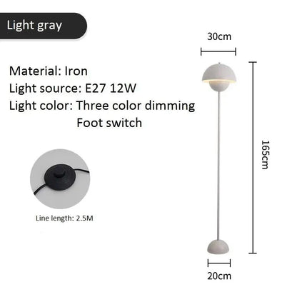 Lampadaire champignon moderne E27 en métal avec lumière LED dimmable pour ambiance cosy - Luminous Place