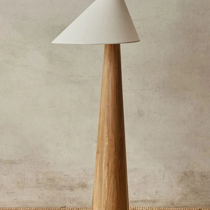 Lampadaire conique en bois massif style Wabi - sabi avec lumière LED chaleureuse - Luminous Place