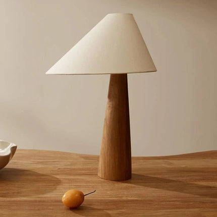 Lampadaire conique en bois massif style Wabi - sabi avec lumière LED chaleureuse - Luminous Place