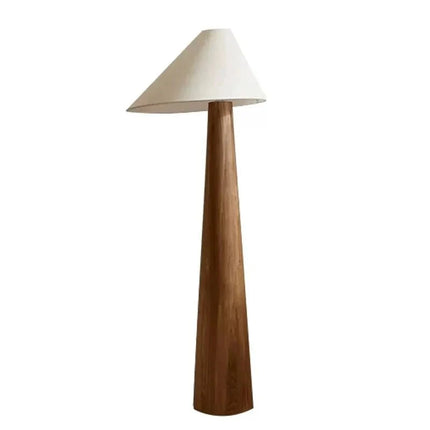 Lampadaire conique en bois massif style Wabi - sabi avec lumière LED chaleureuse - Luminous Place