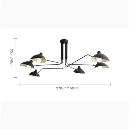 Lampadaire Serge Mouille 3 bras noir trépied réglable style Loft - Luminous Place
