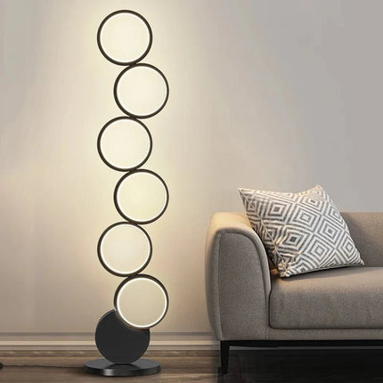 Lampadaire LED moderne minimaliste en métal avec télécommande et gradation, lumière chaude et froide - Luminous Place
