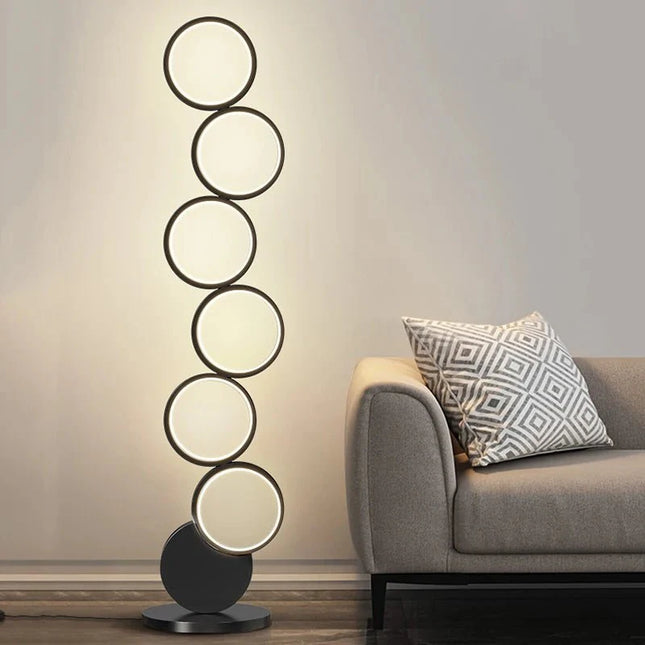 Lampadaire LED moderne minimaliste en métal avec télécommande et gradation, lumière chaude et froide - Luminous Place