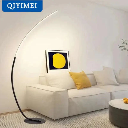 Lampadaire LED Nordique en aluminium noir et blanc, lumière d’ambiance pour salon et salle à manger - Luminous Place