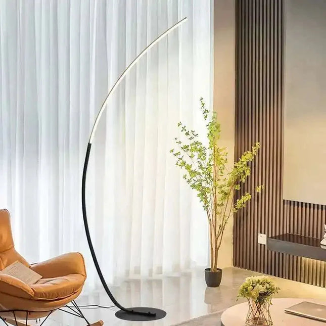 Lampadaire LED Nordique en aluminium noir et blanc, lumière d’ambiance pour salon et salle à manger - Luminous Place