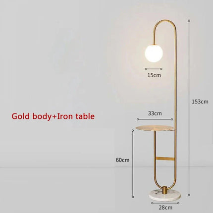 Lampadaire moderne en marbre noir avec table ronde LED pour salon - Luminous Place