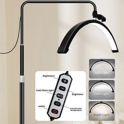 Lampadaire LED 40W à intensité variable 3000K - 6000K, 24 pouces, lampe demi - lune pour beauté - Luminous Place