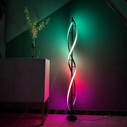 Lampadaire LED moderne postmoderne spirale verticale RGB pour salon et étude - Luminous Place