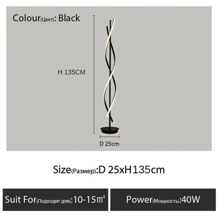 Lampadaire LED moderne postmoderne spirale verticale RGB pour salon et étude - Luminous Place