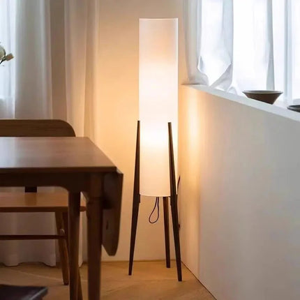 Lampadaire Wabi Sabi en bois de noyer noir, design zen japonais - Luminous Place