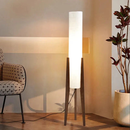 Lampadaire Wabi Sabi en bois de noyer noir, design zen japonais - Luminous Place