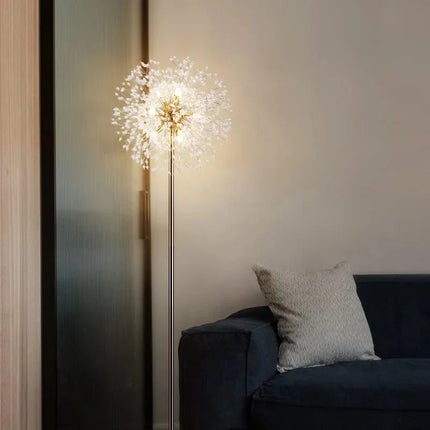 Lampadaire nordique en cristal pissenlit rouge, lumière verticale pour salon et chambre - Luminous Place