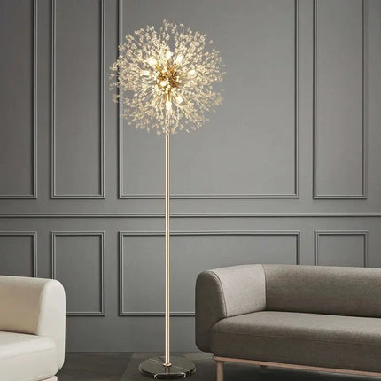 Lampadaire nordique en cristal pissenlit rouge, lumière verticale pour salon et chambre - Luminous Place
