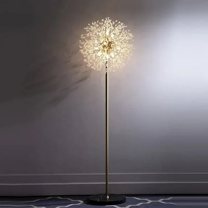 Lampadaire nordique en cristal pissenlit rouge, lumière verticale pour salon et chambre - Luminous Place