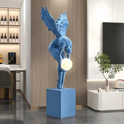 Lampadaire sculpture ange lumineux lune avec lampe d’ambiance, 150 cm, décoration salon moderne - Luminous Place