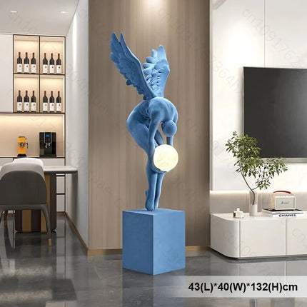 Lampadaire sculpture ange lumineux lune avec lampe d’ambiance, 150 cm, décoration salon moderne - Luminous Place