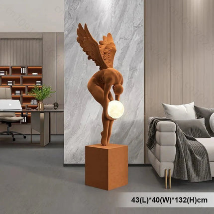 Lampadaire sculpture ange lumineux lune avec lampe d’ambiance, 150 cm, décoration salon moderne - Luminous Place