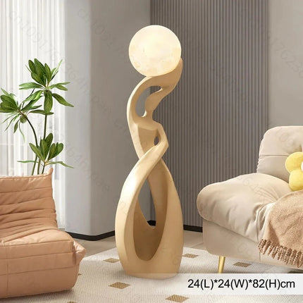 Lampadaire design en résine, sculpture abstraite moderne, lumière d'ambiance chaleureuse - Luminous Place