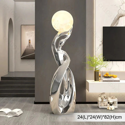 Lampadaire design en résine, sculpture abstraite moderne, lumière d'ambiance chaleureuse - Luminous Place