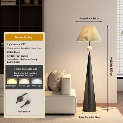 Lampadaire Zen Wabi Sabi en fer et tissu, design minimaliste japonais et chinois, lumière LED dimmable pour ambiance cosy - Luminous Place