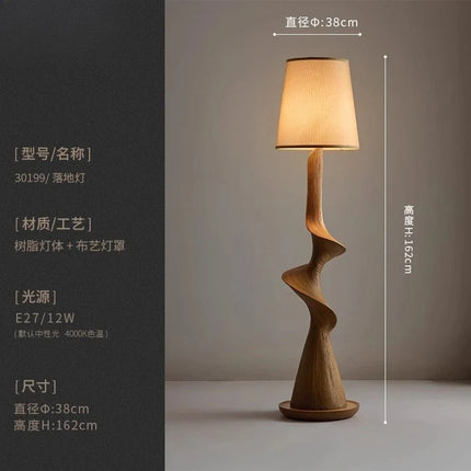 Lampadaire style chinois contemporain en résine avec lumière LED chaude - Luminous Place