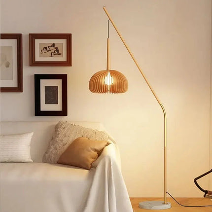 Lampadaire zen Wabi Sabi en bois massif LED, ambiance naturelle et chaleureuse - Luminous Place