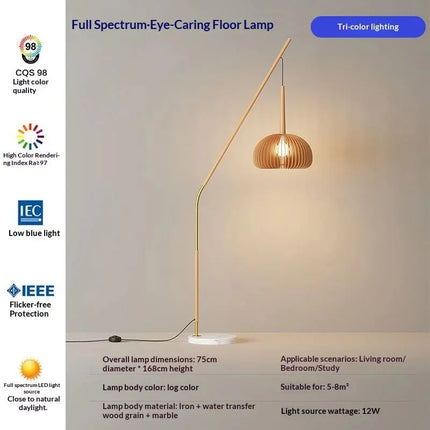 Lampadaire zen Wabi Sabi en bois massif LED, ambiance naturelle et chaleureuse - Luminous Place
