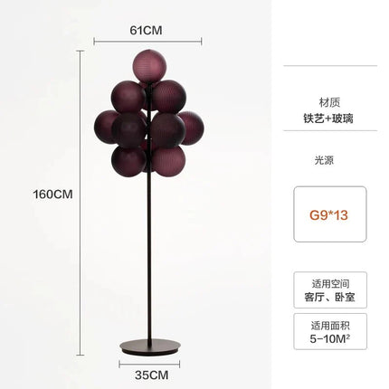 Lampadaire moderne en verre de raisin pour salon et chambre à coucher - Luminous Place