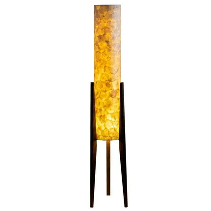 Lampadaire Wabi Sabi Zen en noyer noir, lumière chaude, style chinois rétro - Luminous Place