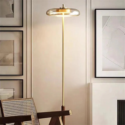 Lampadaire en verre rétro doré design artistique pour salon et chambre - Luminous Place