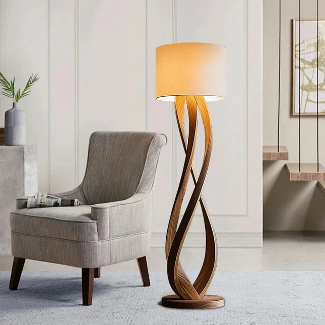 Lampadaire en bois design contemporain avec lumière LED ambiance chaleureuse - Luminous Place