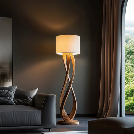 Lampadaire en bois design contemporain avec lumière LED ambiance chaleureuse - Luminous Place