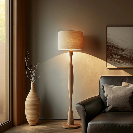 Lampadaire en bois design contemporain avec lumière LED ambiance chaleureuse - Luminous Place