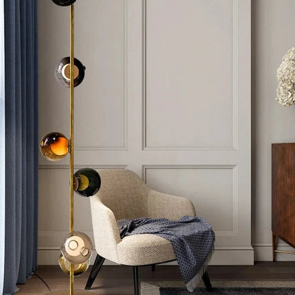 Lampadaire design italien à boule de verre multicolore LED dimmable ambiance chaleureuse - Luminous Place