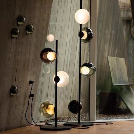 Lampadaire design italien à boule de verre multicolore LED dimmable ambiance chaleureuse - Luminous Place