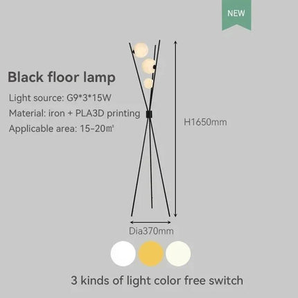 Lampadaire LED moderne à boule de verre, lumière d’ambiance chaleureuse pour intérieur - Luminous Place