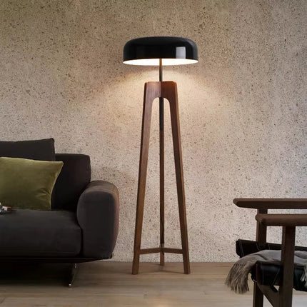 Lampadaire trépied en bois massif style rétro, lumière chaleureuse, design moderne - Luminous Place