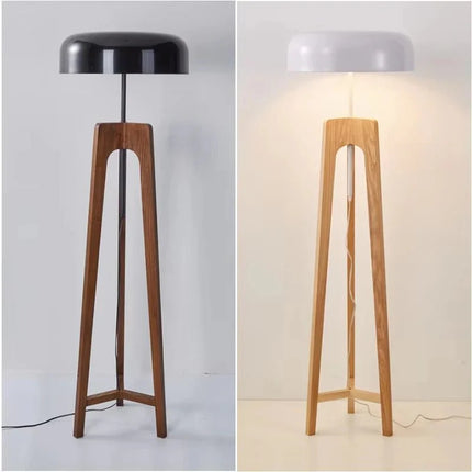 Lampadaire trépied en bois massif style rétro, lumière chaleureuse, design moderne - Luminous Place