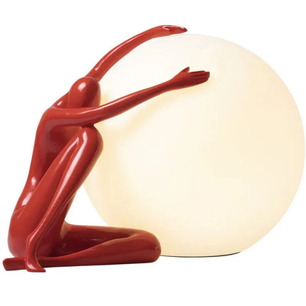 Lampe de table design sculpture humaine avec lumière décorative boule, ambiance cosy pour salon et bureau - Luminous Place