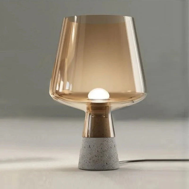 Lampe de table LED design nordique en verre de ciment, lumière chaude ambiance cosy - Luminous Place