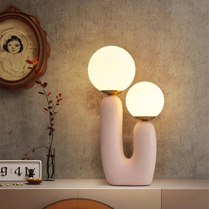 Lampe de table boule en verre et résine, design postmoderne nordique, éclairage cosy pour chambre et salon - Luminous Place