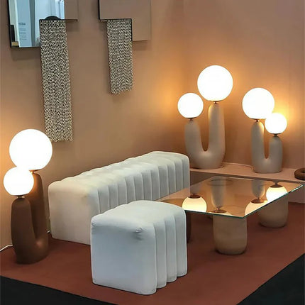 Lampe de table boule en verre et résine, design postmoderne nordique, éclairage cosy pour chambre et salon - Luminous Place