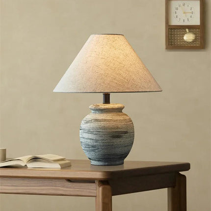 Lampe de table Upsala Ekeby en céramique rétro wabi sabi, design minimaliste pour salon et chambre - Luminous Place