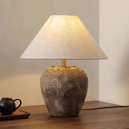Lampe de table Upsala Ekeby en céramique rétro wabi sabi, design minimaliste pour salon et chambre - Luminous Place