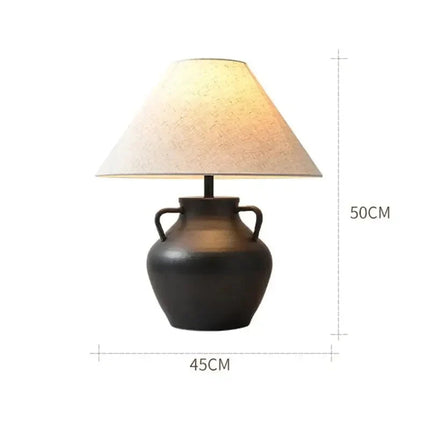 Lampe de table Upsala Ekeby en céramique rétro wabi sabi, design minimaliste pour salon et chambre - Luminous Place