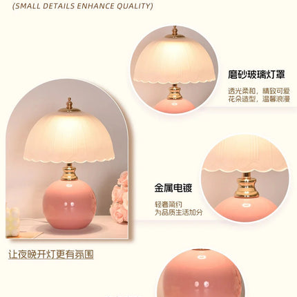 Lampe de table en verre et céramique, lumière douce pour chambre élégante - Luminous Place