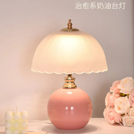 Lampe de table en verre et céramique, lumière douce pour chambre élégante - Luminous Place