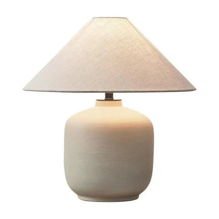 Lampe de table en céramique japonaise avec lumière chaude et abat - jour en tissu - Luminous Place